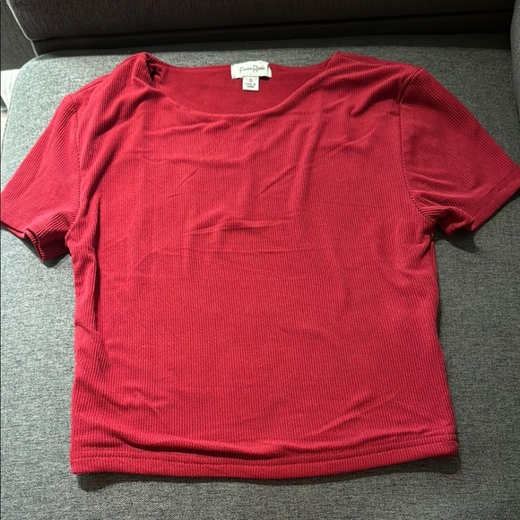 Faded Rose Ribbed Cropped Top Short sleeve top shirt Red Women’s Small - Picture 1 of 7